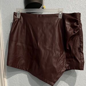 Women's Brown Faux Leather Skort Size XL